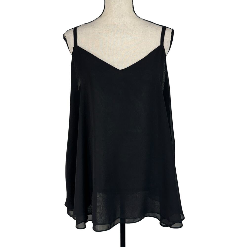 Torrid SZ 1 (1X-Large) Tank Top Lightweight V-Neck Layered Spaghetti Strap Black